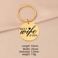 Detailed view of golden stainless steel keychain with BEST wife EVER engraving - Wife / Gold