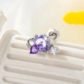 Silver screw back earrings with purple heart and star stones for cartilage piercing - Purple Main Stone with Purple Heart (A506-2#)