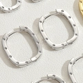 Modern square hoop earrings with micro-dot detailing in silver and gold finish - Medium / Silver