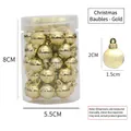 Mini 1.5cm gold Christmas ball ornaments set in cylindrical box for tree decoration - Gold