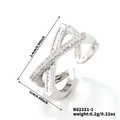 Silver crisscross X-ring featuring micro-set zircon stones with 2.4cm height dimensions - Silver (R02321-1)