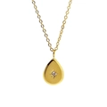 Minimalist 18K gold plated stainless steel water drop pendant necklace with starburst detail - Teardrop Starburst Rhinestone Style (TYN0132)