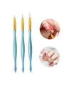 Set of 3 blue ergonomic nail art liner brushes with fine tips and golden ferrule - Dazzling Blue Gold Handle Liner Brush / 3pcs