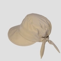 Detail of khaki sun hat featuring a wide decorative bow and reinforced stitching - M (56-58cm) / Khaki