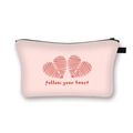 Pink heart patterned Valentine's makeup bag with follow your heart text and black zipper - 2-Light Pink Follow Your Heart