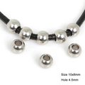 Silver stainless steel flat round beads 10x8mm with 4.5mm hole for DIY jewelry - 10x8mm (Hole 4.5mm) 10 Pieces