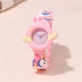 Süße Einhorn-Kinderuhr mit rosa Silikonarmband und Planeten-Zifferblatt für Mädchen - Rosa