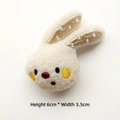 Detail of plush bunny accessory with gold polka dots and embroidery, 6cm x 3.5cm - DIY Style (Back Opening) / Beige Rabbit
