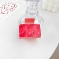 Elegant pink square hair claw clip with I LOVE YOU text and heart patterns for women - Cupid's Arrow - Square
