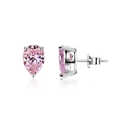 Elegant S925 sterling silver pear cut pink gemstone stud earrings for women - 925 Silver/Zirconia / Pink (Pink Zirconia)