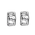 Irregular rectangle silver earrings with textured lava pattern and minimalist finish - Silver Irregular Rectangle