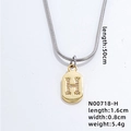 Pendente ovale dorato con lettera H in zircone su una catena a serpente argento - Lettera H / 50cm
