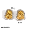 Detailsicht zweifarbiger Lava-Ohrringe mit Maßen von 32 mm Höhe und 27 mm Breite - Zweifarbig Gold Silber (TE60423-M)