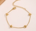 Detailed view of gold heart charm necklace with lobster clasp and adjustable extension chain - Gold Bracelet (B108)