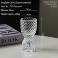 Bougeoir en verre gaufré nordique avec texture diamant, poids environ 200 grammes - Petit Bougeoir Coupe-Motif Diamant