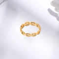 Anello a catena minimalista in acciaio inossidabile placcato oro 18k da donna moderno - US 6 / Cerchio Geometrico Oro
