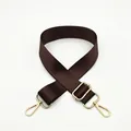 Detail of adjustable dark brown nylon strap with premium gold metal swivel hooks - Coffee (Z13)
