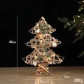 Árbol de Navidad champán con luces LED y estrellas, adorno de mesa tejido de 44cm altura - Árbol de Navidad de Hierro Champán Pequeño