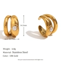 Manchette d'oreille double anneau en acier inoxydable doré 18K avec perle blanche - Clip d'oreille double couche en fausse perle - Or