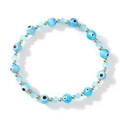 Μπλε βραχιόλι Evil Eye με χρυσές λεπτομέρειες και γαλάζιες κρυστάλλινες χάντρες - Γαλάζιο
