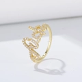 Elegant gold S925 silver ring with cursive letter design and micro-set cubic zirconia - US 5 / Gold