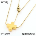 Gold stainless steel cross necklace set with snake chain and 450mm adjustable length - Gold Necklace (KN290512-Z)