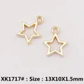 Pendentif étoile creuse en alliage doré pour bijoux DIY, taille 13x10x1,5mm - XK1717# Or KC
