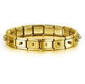Golden Italian modular charm bracelet in stainless steel with DIY hanging hook links - Gold with Round Hook