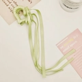 Molla per capelli a cuore verde chiaro con lunghi nastri di raso in stile moderno - 6*6cm / Verde