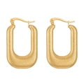 Golden rectangular huggie earrings with textured metal finish and radial engraved surface - Gold Rectangular Textured Huggie (N-467)