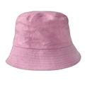 Close-up of the soft pink terry cloth fabric texture on this stylish bucket hat - M (56-58cm) / Pink