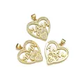 Goldener MAMA Herzanhänger mit weißen Zirkonia für Muttertag Halskette - Doppelherz MAMA (Mikro-Inlay)