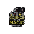 Science It's Like Magic But Real metal enamel pin with yellow and red chemistry lab tools - Science Like Magic Style (QHXZ501)