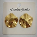 Vintage 18K gold-plated stainless steel earrings with irregular wavy design on a white card - Regular Round Plate / 18K Gold