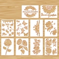 Lot de 10 pochoirs blancs en PET avec tournesol, abeille, papillon et mots inspirants - Tournesol A4 (10 Feuilles)