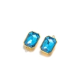 Rectangle sky blue crystal pendant with gold plating setting and dual hanging loops - 12x18mm / Royal Blue Rounded Rectangle Gemstone