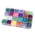 Boîte de 24 compartiments avec paillettes rondes multicolores pour loisirs créatifs - 24 Compartiments Paillettes 5mm