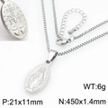 Collana con ciondolo ovale della Vergine Maria in acciaio inossidabile argento con catena - 21*11mm Acciaio (KN299114-Z)