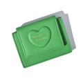 Bright green trifold wallet in lychee grain leather with Summer Sunshine embroidery - Green