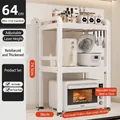 3-tier expandable white carbon steel kitchen microwave rack with adjustable height and hooks - 3-Tier Extendable Style-Cream White