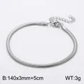 Bracciale a catena piatta a serpente argento da 3mm con chiusura a moschettone - Larghezza 3mm-Lunghezza 14cm (KB157261-Z) / Color Acciaio