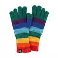 Guantes de punto para invierno con rayas de arcoíris y función táctil para adultos - Talla única / Arco iris de dedo verde