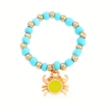 Pulsera de cuentas azules con colgante de cangrejo dorado, joya de verano para mujer - Estilo de Cangrejo de Cuentas (DZ-905)
