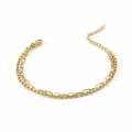 Minimalist double layer 18K gold plated stainless steel chain bracelet with lobster clasp - Double Layer Intertwined Chain Style (ZYG263) / 18K Gold / Gold