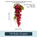 Artificial deep red grapes cluster for home decor, 110 pieces, 35cm realistic model - 110-Grain Ruby Grapes