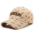 Beige baseball cap with 3D Fashion embroidery and all-over print design for women - Adjustable / Medium Beige
