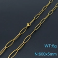 Golden titanium steel oval link chain necklace with lobster clasp, 600mm x 5mm, 5g - Gold Necklace (KN197690-Z)