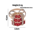 Golden gift box napkin ring with red enamel and crystals, including size measurements - Red Gift Box