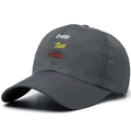 Dark grey quick-dry baseball cap with colorful letter embroidery and breathable laser holes - Adjustable / Dark Gray