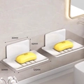 White wall-mounted space aluminum soap dish set with drill-free drainage design - Moonlight White - 2 Pack